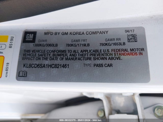 Chevrolet Spark 1lt Cvt 2017 KL8CD6SA1HC821461 Image 9