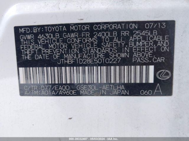 JTHBF1D28E5010227 Lexus IS 250