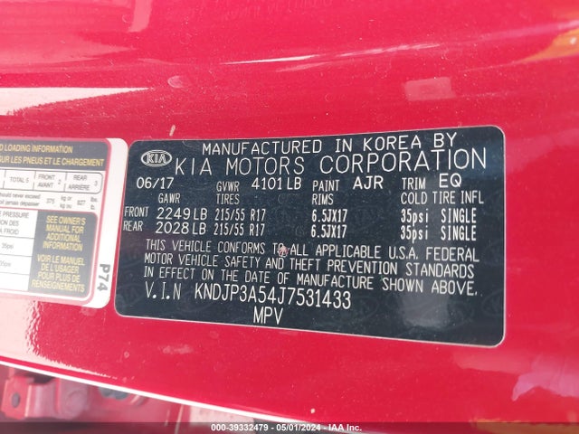 KIA SOUL + 2018 KNDJP3A54J7531433 Image 9