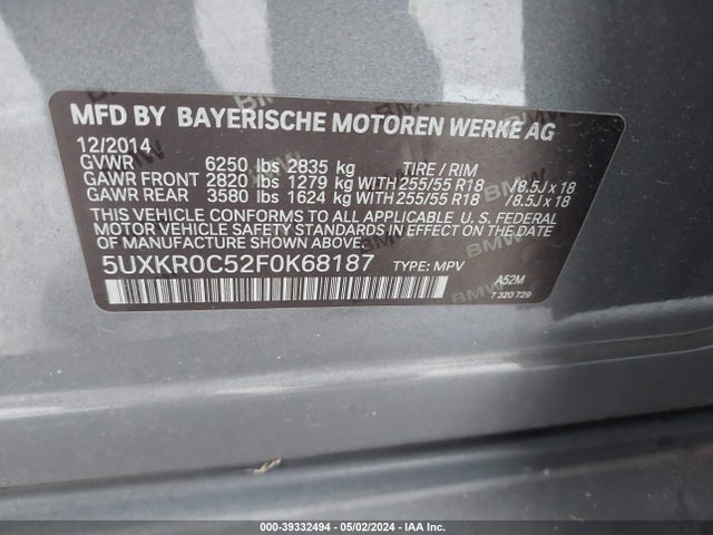 5UXKR0C52F0K68187 BMW X5 Xdrive35i