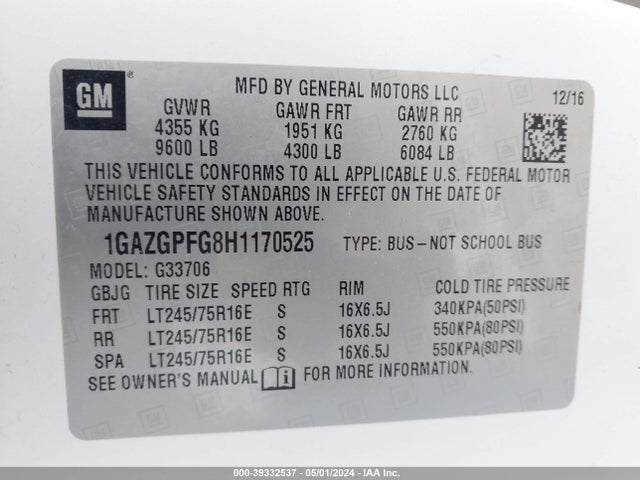 Chevrolet Express 3500 Lt 2017 1GAZGPFG8H1170525 Image 9