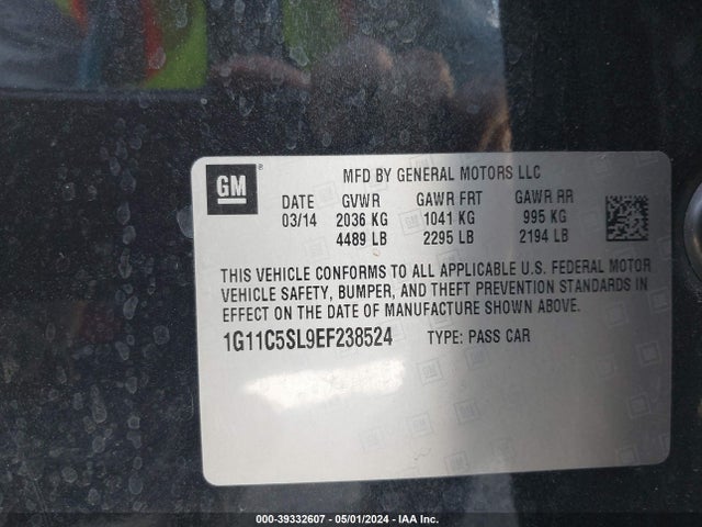 Chevrolet MALIBU 1LT 2014 1G11C5SL9EF238524 Image 9