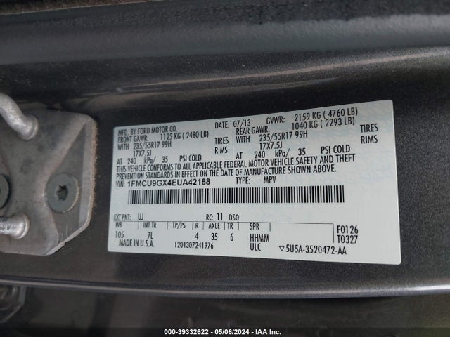 Ford ESCAPE SE 2014 1FMCU9GX4EUA42188 Image 9