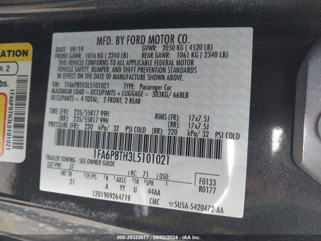Ford Mustang Ecoboost Fastback 2020 1FA6P8TH3L5101021 Image 9