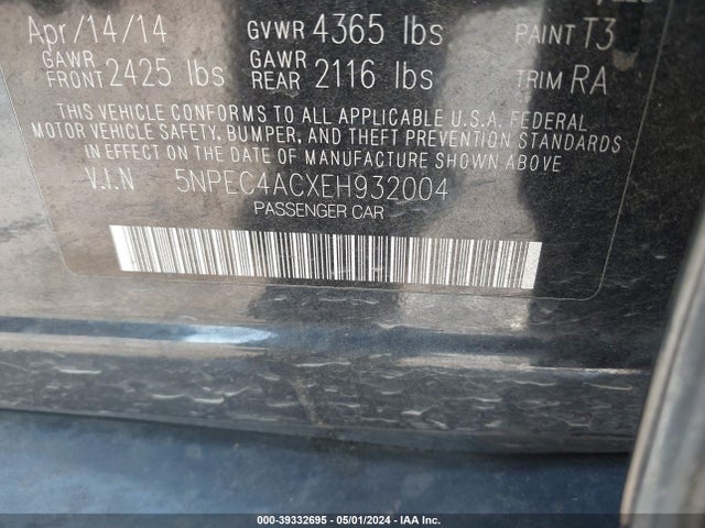 Hyundai Sonata Limited 2014 5NPEC4ACXEH932004 Image 9