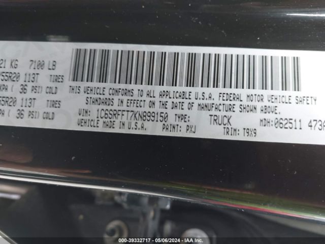 1C6SRFFT7KN899150 RAM 1500 Big Horn/lone Star