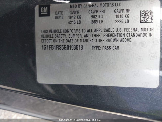 Chevrolet Camaro 1lt 2016 1G1FB1RS5G0193618 Image 9