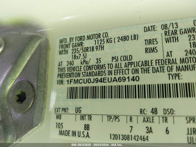 Ford Escape Titanium 2014 1FMCU0J94EUA69140 Image 9