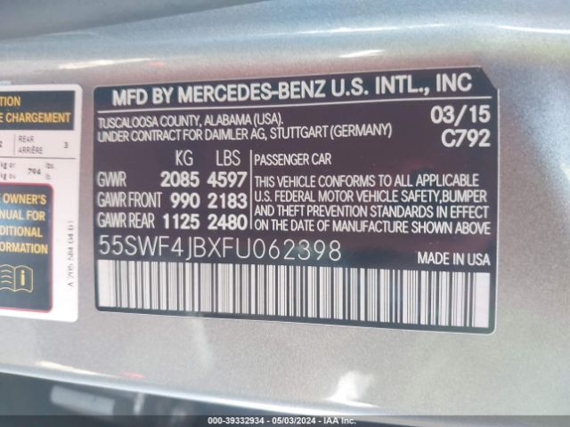 55SWF4JBXFU062398 Mercedes-Benz C 300 Luxury/sport