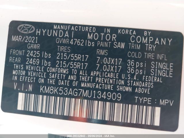 KM8K53AG7MU134909 Hyundai Kona Electric Ultimate