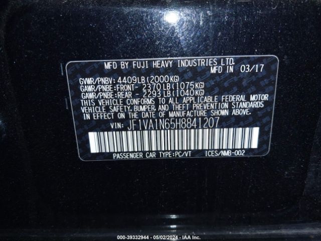 JF1VA1N65H8841207 Subaru Wrx Limited