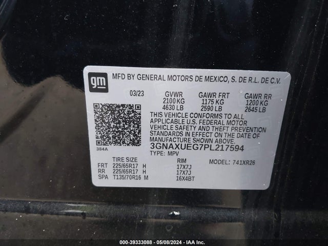 Chevrolet Equinox Awd Lt 2023 3GNAXUEG7PL217594 Image 9