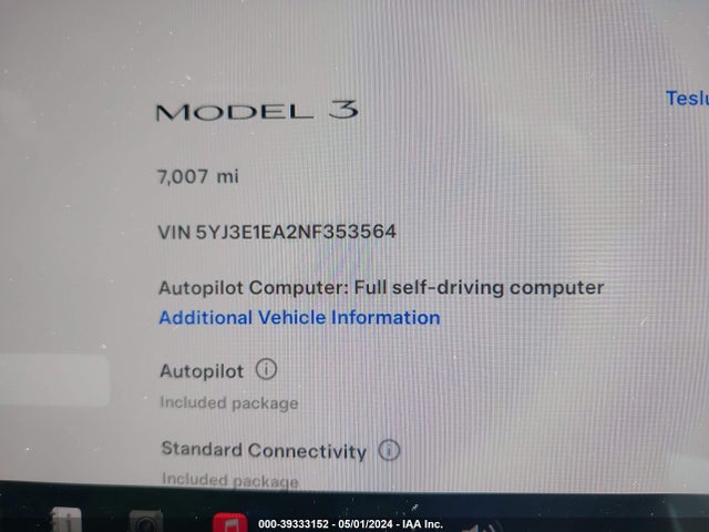 Tesla Model 3 Rear-wheel Drive 2022 5YJ3E1EA2NF353564 Image 7