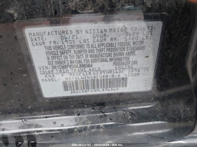 3N1CN8FV3ML896564 Nissan Versa Sr Xtronic Cvt