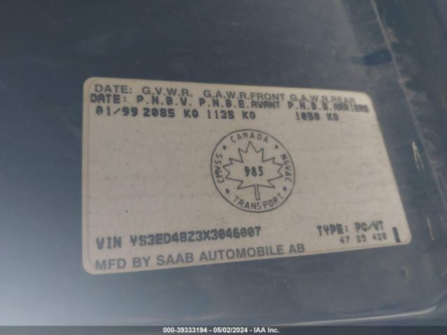 2003 SAAB 9-5 YS3EH55G633020086 Photo 8