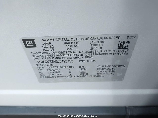 Chevrolet EQUINOX LT 2018 2GNAXSEV3J6123453 Image 9