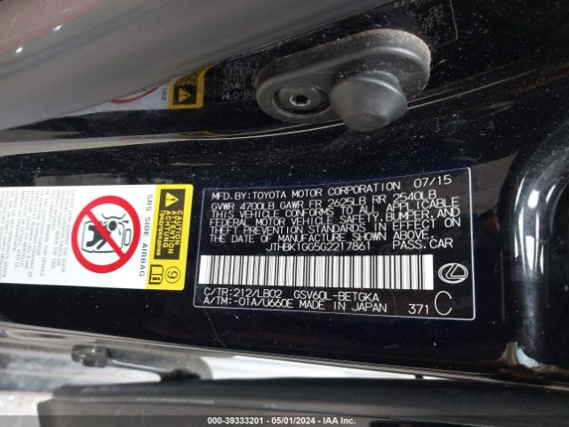 JTHBK1GG5G2217861 Lexus ES 350