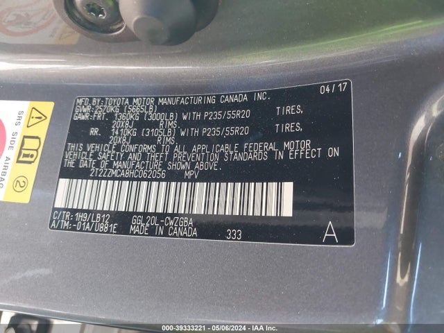 Lexus RX 350 2017 2T2ZZMCA8HC062056 Image 9