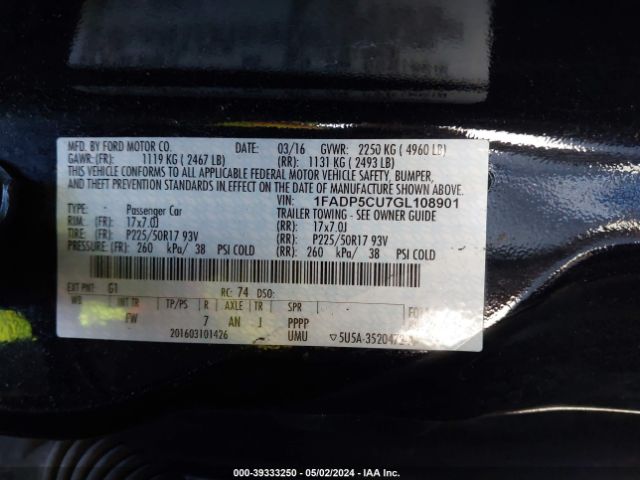 1FADP5CU7GL108901 Ford C-max Energi Sel