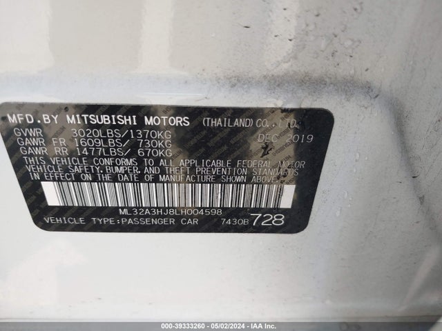 Mitsubishi Mirage Es/se 2020 ML32A3HJ8LH004598 Image 9