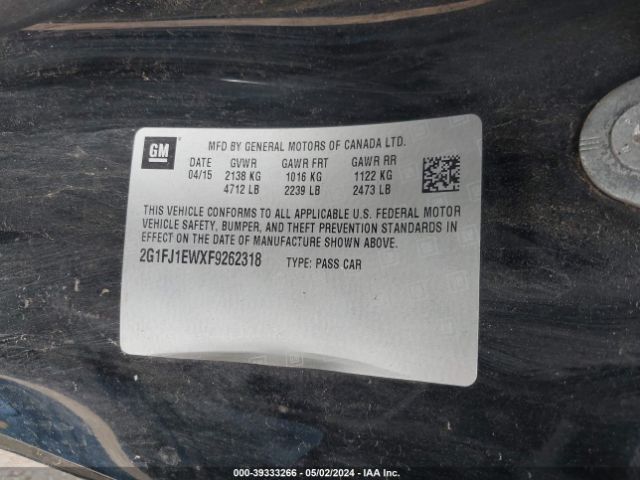 2G1FJ1EWXF9262318 Chevrolet CAMARO 2SS
