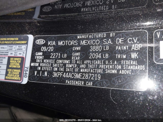 KIA Forte Gt Manual 2021 3KPF44AC9ME287219 Image 9