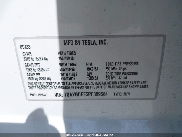 7SAYGDEE5PF889564 Tesla Model Y Awd/long Range Dual Motor All-wheel Drive