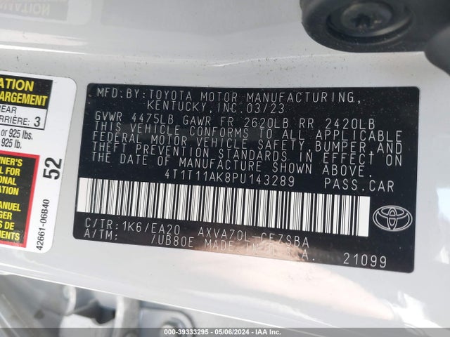 Toyota CAMRY SE 2023 4T1T11AK8PU143289 Image 9