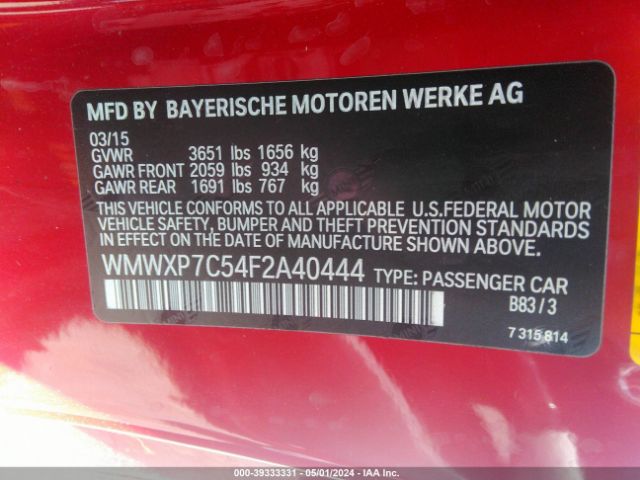 WMWXP7C54F2A40444 Mini Hardtop Cooper S