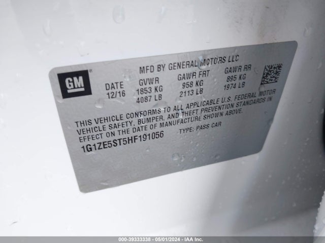 Chevrolet MALIBU 1LT 2017 1G1ZE5ST5HF191056 Image 9