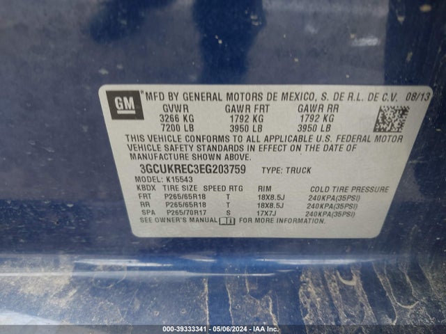 Chevrolet Silverado 1500 2lt 2014 3GCUKREC3EG203759 Image 9
