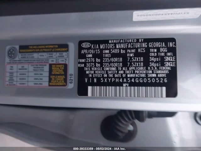 KIA Sorento 3.3l Ex 2016 5XYPH4A54GG050526 Image 9