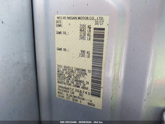 Nissan Maxima 3.5 S 2018 1N4AA6AP2JC366743 Image 9
