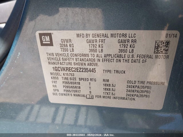 Chevrolet Silverado 1500 2lt 2014 1GCVKREC2EZ235445 Image 9