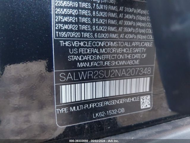 SALWR2SU2NA207348 Land Rover Range Rover Sport Hse Silver Edition Mhev