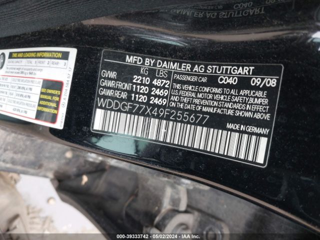 2009 MERCEDES-BENZ C 63 AMG WDDGF77X49F255677 Photo 8