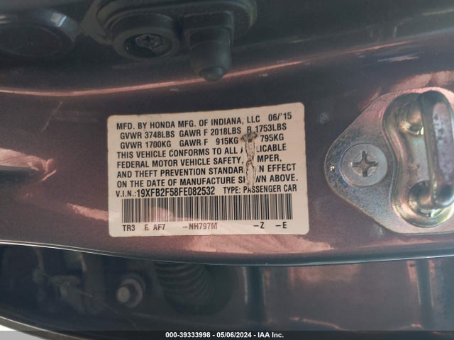Honda Civic Lx 2015 19XFB2F58FE082532 Image 9