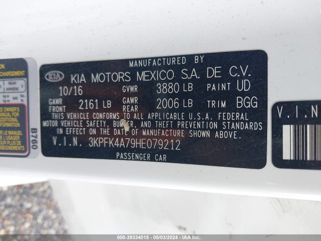 KIA FORTE LX 2017 3KPFK4A79HE079212 Image 9