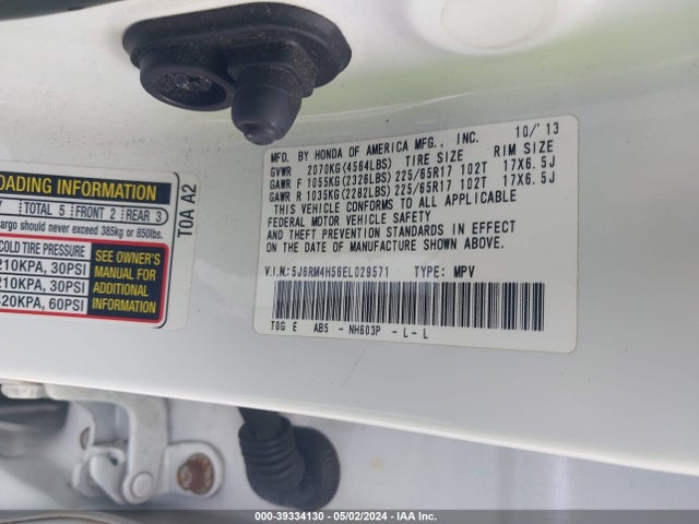 Honda CR-V EX 2014 5J6RM4H56EL029571 Image 9