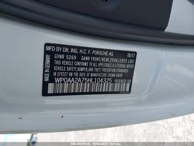 2017 PORSCHE PANAMERA WP0AA2A75HL104325 Photo 8