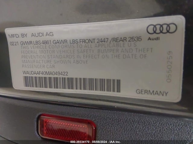 WAUDAAF40MA049422 Audi A4 Premium 45 Tfsi S Line Quattro S Tronic