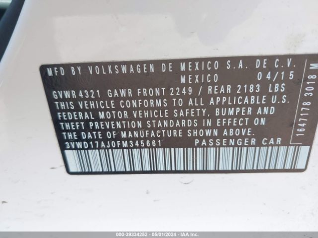 3VWD17AJ0FM345661 Volkswagen Jetta 1.8t Sport