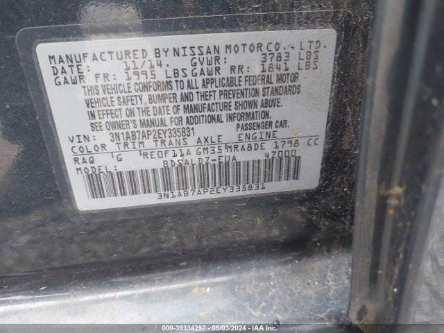 Nissan SENTRA SV 2014 3N1AB7AP2EY335831 Image 9
