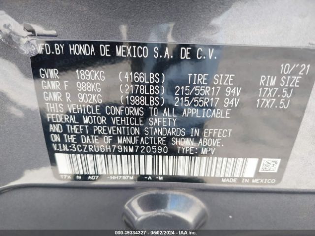 2022 HONDA HR-V 3CZRU6H79NM720590 Photo 8