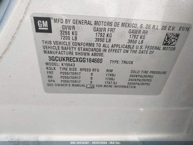 Chevrolet Silverado 1500 1lt 2016 3GCUKRECXGG184680 Image 9