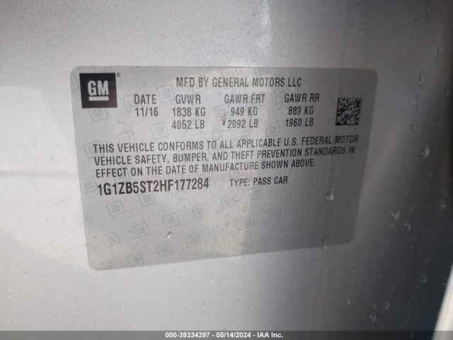 Chevrolet MALIBU LS 2017 1G1ZB5ST2HF177284 Image 9