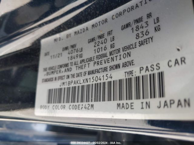 JM1BPAKLXN1504154 Mazda Mazda3 Select