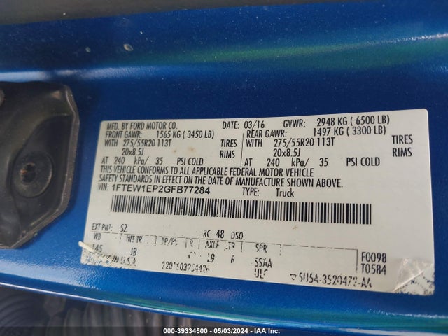Ford F-150 Xlt 2016 1FTEW1EP2GFB77284 Image 9