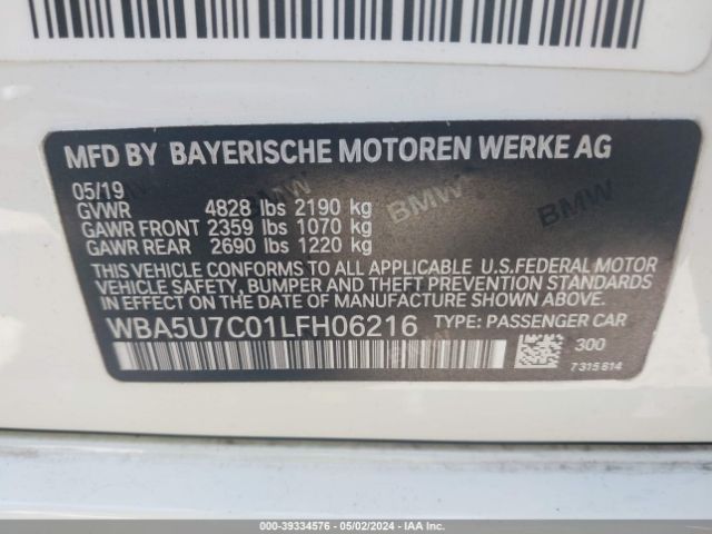WBA5U7C01LFH06216 BMW 3 Series M340i