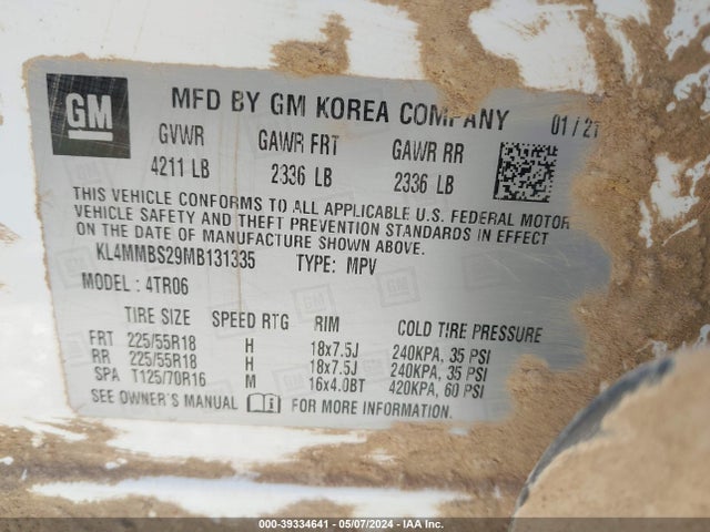 KL4MMBS29MB131335 Buick Encore Gx Fwd Preferred